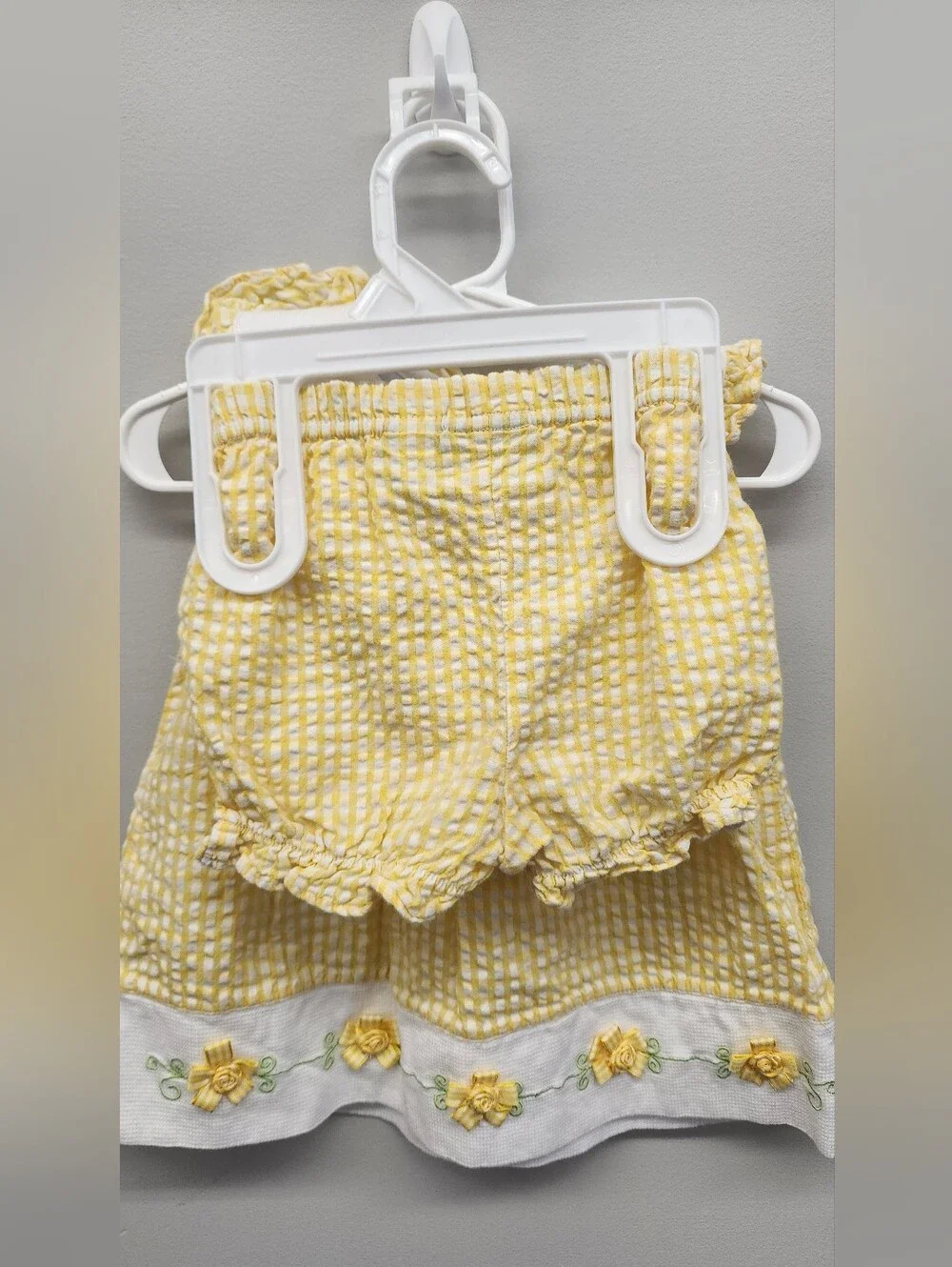 2nd Step 18M Yellow Gingham Seersucker Dress & Bloomer Set